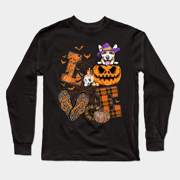 Funny Corgi Dog Lover Gift Love Corgi Halloween Pumpkin Long Sleeve T-Shirt by saugiohoc994